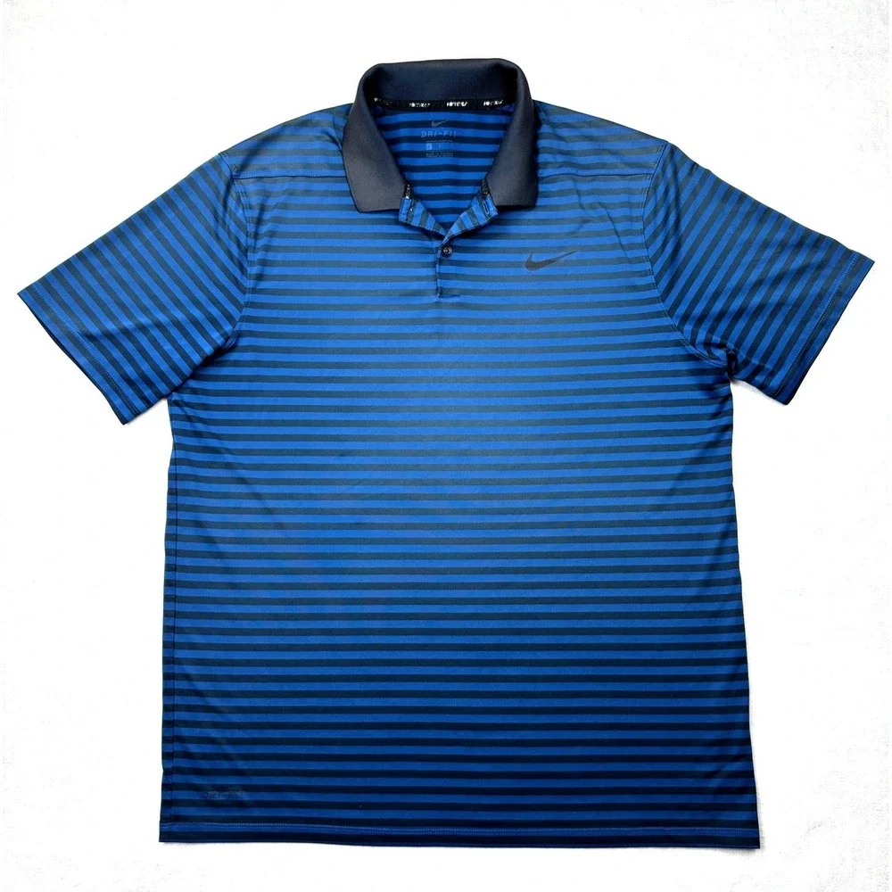 Nike Golf Mens Dri-FIT‎ Striped Polo Shirt Blue Navy 891239-431 Size Large